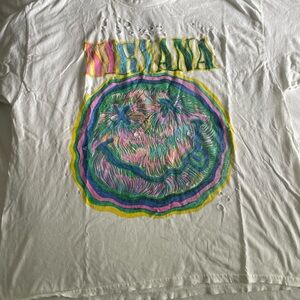 Urban outfitters Nirvana Graphic Tee - White with Multicolor Design